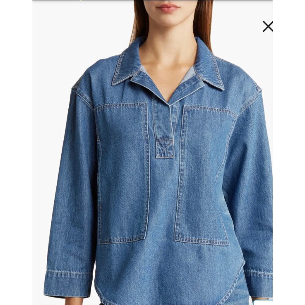 Madewell Denim Popover Top Size XXS